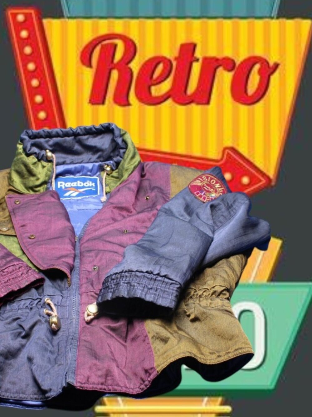 Vintage 80s 90s Reebok Vision Multicolor WINDBREAKER Nylon Jacket